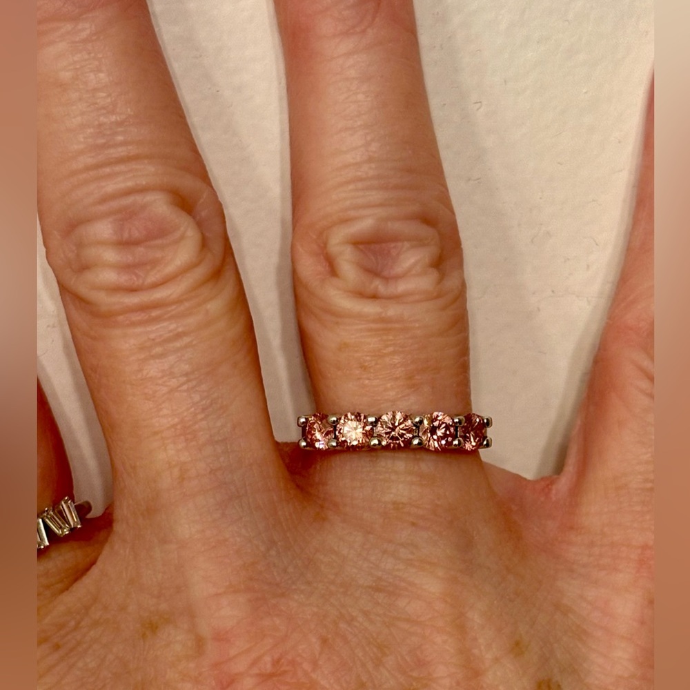 Pink diamond 1ct tw 14k white gold ring